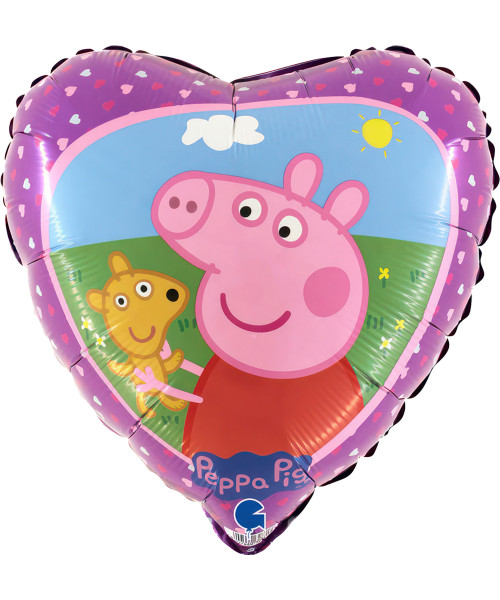 [Peppa Pig] Peppa Pig and Teddy Heart Foil Balloon (18inch)