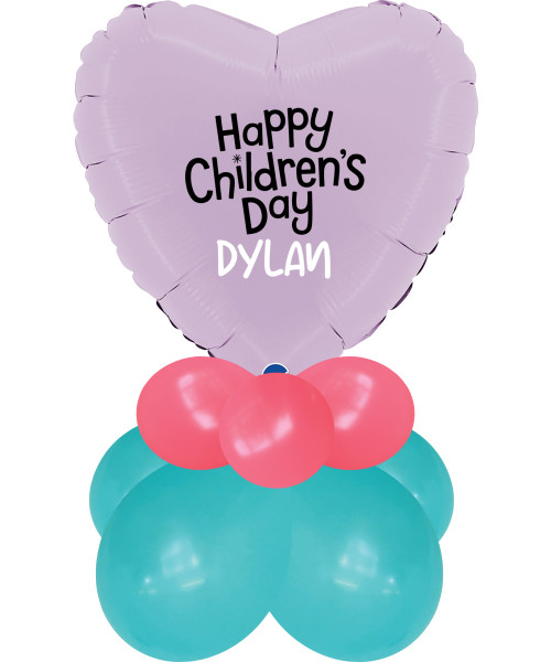 [Cheery Children's Day] 18" Personalised Name Heart Balloon Display Delight - Happy Children's Day
