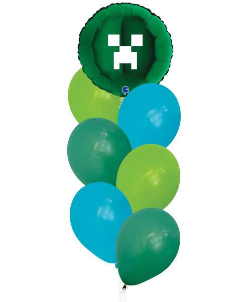 [Game] Personalised Minecraft Round Foil Balloons Cluster - Creeper 

Color Combination: Round Foil Shiny Metallic Dark Green, Fashion Lime Green, Fashion Forest Green, Fashion Carribean Blue