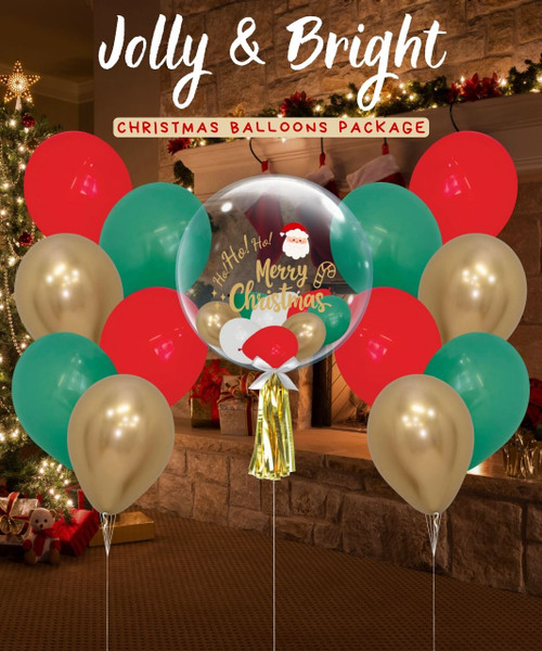 [Merry Christmas 2025] Christmas (Personalised) Balloons Package - Jolly & Bright
