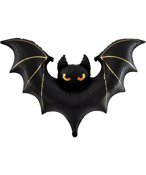 [Frightfully Fun Halloween] Gold Trim Bat Foil Balloon (59inch)