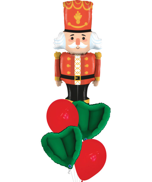[Merry Christmas 2025] The Royal Nutcracker Metallic Shiny Green Heart Balloons Bouquet