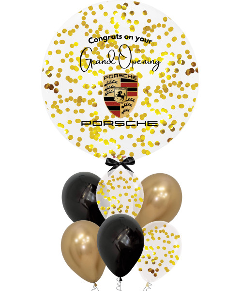 (Create your own color) 36'' Personalised Full Color Logo Jumbo Round Perfectly Round Balloons Cluster - Round Confetti (1cm), Reflex & Fashion Color
