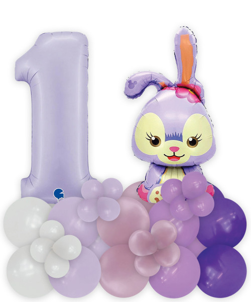 [Duffy and Friends] Happy Birthday Number Balloons Centerpiece - Duffy and Friends Themed (Choose your favorite Colors!)

Color combination: Fashion White, Fashion Pastel Matte Lilac, Fashion Pastel Dusk Lavendar, Fashion Lilac, Fashion Violet
Theme Foil: Stella Lou