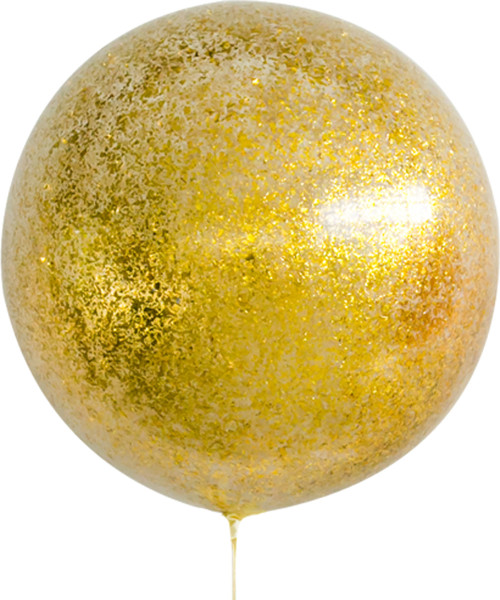 36" Jumbo Perfectly Round Balloon - Shredded Gold Confetti
