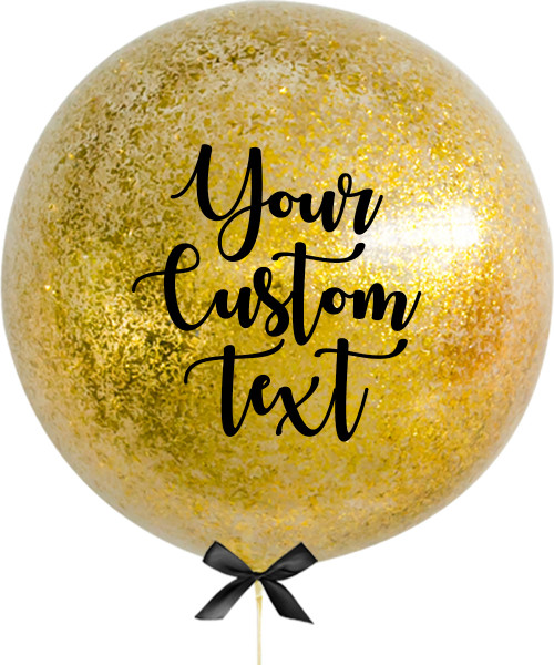 36'' Personalised Jumbo Perfectly Round Balloon - Shredded Gold Confetti 36'' Personalised Jumbo Perfectly Round Balloon - Shredded Gold Confetti