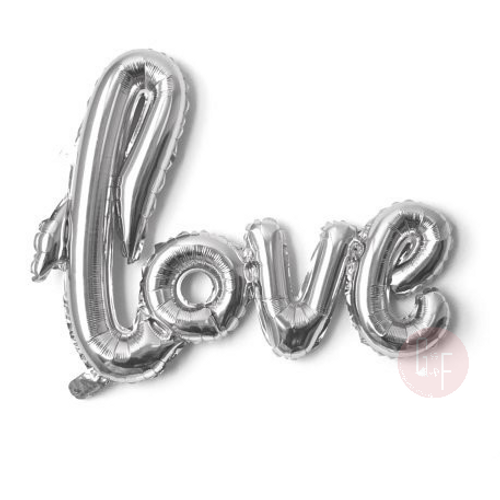 Silver Cursive Love Script Foil Balloon