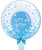 24" Crystal Clear Transparent Blue Confetti Dots Printed Balloon - It's A Boy Latex Balloon Stuffed styled with 1pc Light Blue Tassel Tail