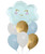 Smiley Cloud Satin Pastel Blue Balloons Bouquet