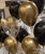 12'' Round Confetti (1cm) Clear Latex Balloon - Metallic Gold