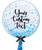 24" Personalised Crystal Clear Bubble Confetti Dots Printed Balloon - Blue Confetti Dots