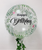 24" Personalised Crystal Clear Bubble Elegant Greenery Printed Balloon styled with artificial leaf garland