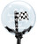 24" Personalised Crystal Ball Bubble Balloon - Feathers & Checkered Flag Foil Stuffed