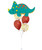 [Dinosaur] Adorable Green Triceratops Confetti Balloons Bouquet