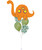 [Dinosaur] Adorable Orange Brontosaurus Confetti Balloons Bouquet