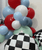 [Transportation] Standing Organic Balloons Arch 2m - Checkerboard and Checkered Flag (Create Your Own Colors!)