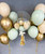 Personalised Chalk Matte Bubble Balloons Package - Caramel Custard, Sage Green and Reflex Gold