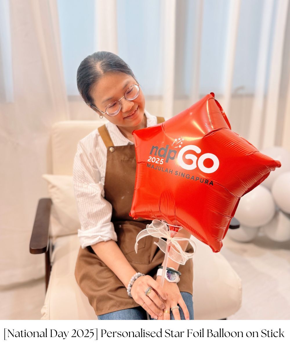 [National Day 2025] Personalised Star (Matte Red) Foil Balloon on Stick - NDP 60 MAJULAH SINGAPURA