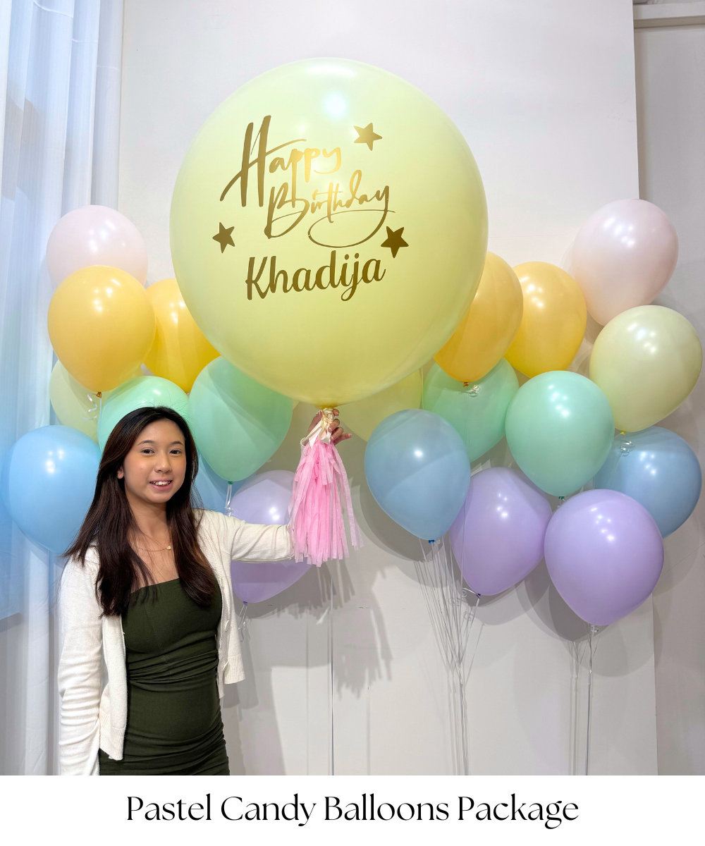 We know how time consuming it is to source for decoration one by one! So! We've made it all easier for you with our Pastel Candy (Personalised Text) Balloons Package, saving you from all the hustle and bustle! This package has all the essentials for a party full of sweetness. 