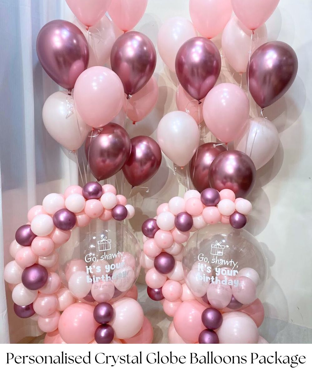 We know how time consuming it is to source for Birthday decoration one by one! So! We've made it all easier for you with our Personalised Crystal Globe Belle Balloons Package, saving you from all the hustle and bustle! This package has all the essentials to set a very personalised birthday setup! 