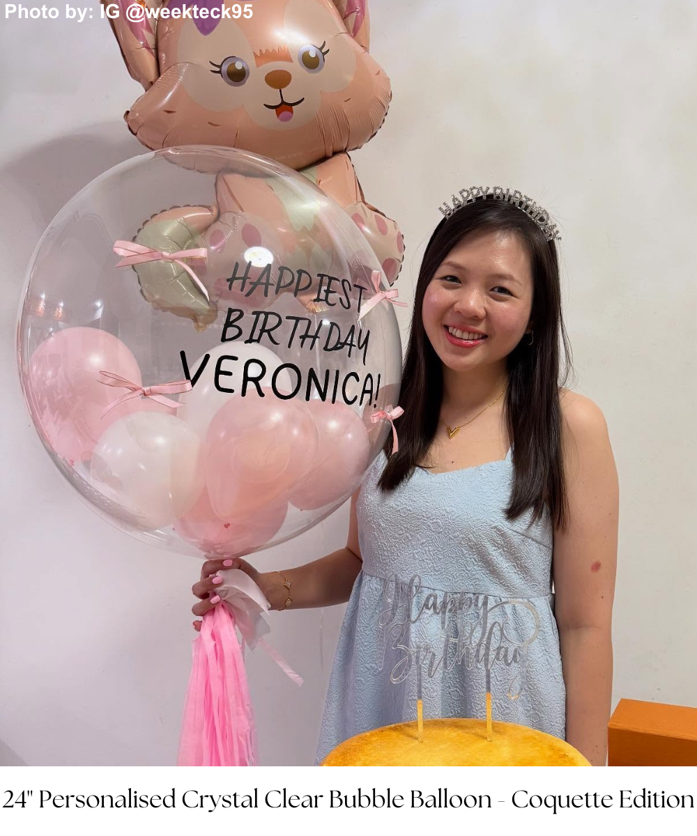 Elevate any celebration with our 24" Personalized Crystal Clear Bubble Balloon - Coquette Edition! This exquisite balloon features a sleek, transparent design with personalized artwork that adds a touch of elegance to your event. Styled with charming ribbon bows on the artwork, it perfectly captures the sweet and stylish essence of the coquette theme. Ideal for birthdays, anniversaries, or special occasions, this balloon will make your celebration extra memorable with its blend of sophistication and whimsy.