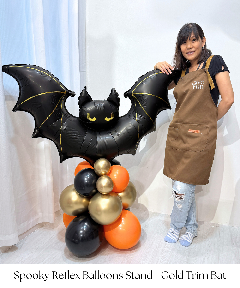 Bring a bold touch of spooky fun to your Halloween celebration with our [Frightfully Fun Halloween] Bat Reflex Balloons Stand! Featuring sleek, gleaming reflex balloons arranged with a striking bat theme, this stand makes the perfect statement piece for your haunted setup.