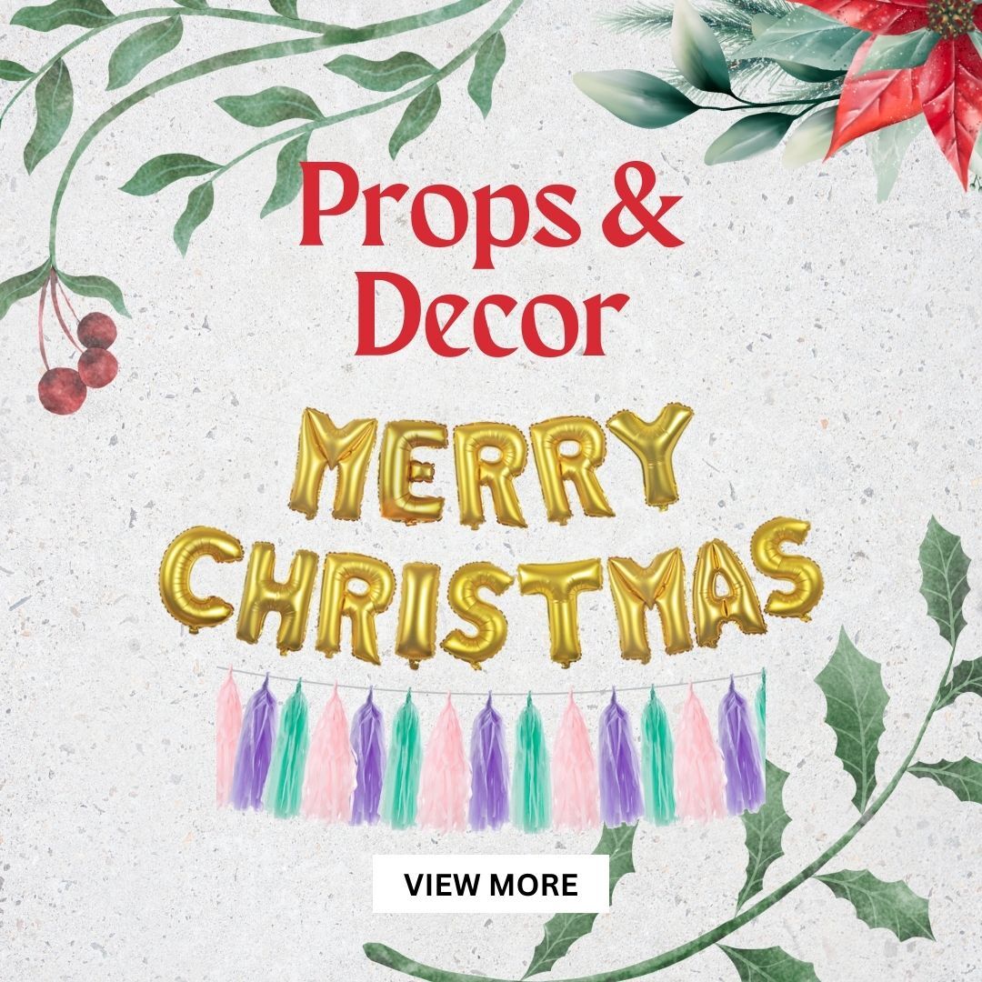Deck the halls with our Christmas Props and Decorations! This collection has everything you need to add festive charm to any space, featuring classic Merry Christmas banners, cheerful buntings, and delightful cake toppers perfect for holiday desserts. For fun, interactive decor, we offer Christmas-themed handheld balloons and adorable balloon headbands—ideal for both kids and adults to enjoy. Whether you’re hosting a holiday party, decorating your home, or adding festive touches to a store display, our Christmas props make it easy to create a joyful atmosphere for the season!