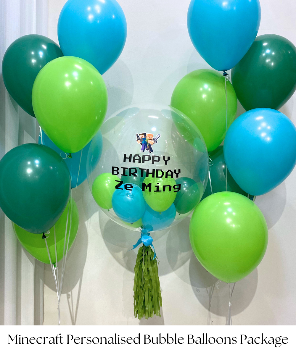 Level up your party with our Minecraft Balloon Package—the ultimate decoration set for fans of the popular game! Perfect for a birthday celebration or any Minecraft-themed event, this balloon package will transform your space into an epic adventure zone, bringing the blocky world of Minecraft to life.