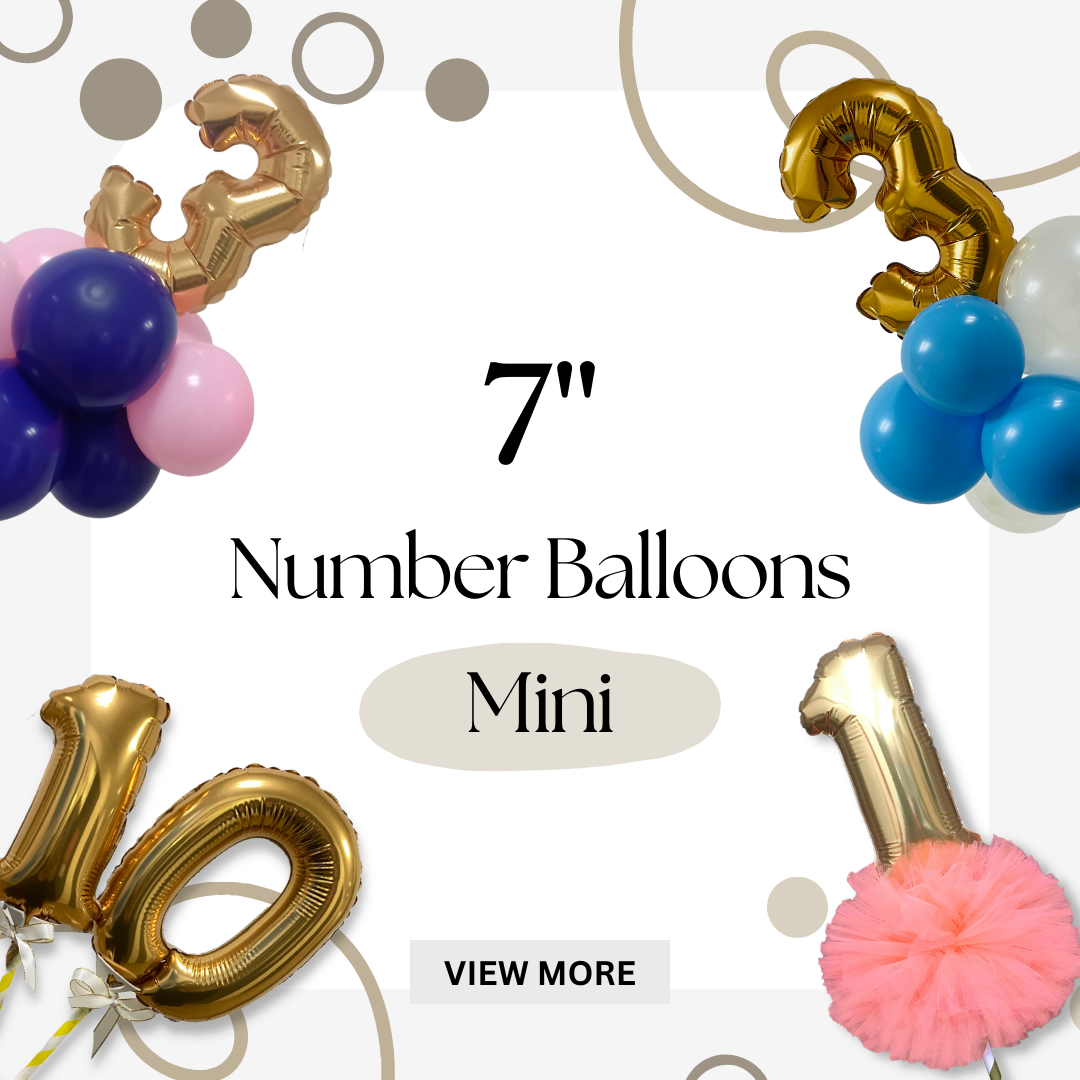 Give Fun Singapore same day helium balloons delivery party decorations supplies corporate events styling number digit foil balloon 7inch mini gold silver foil for cake topper baby