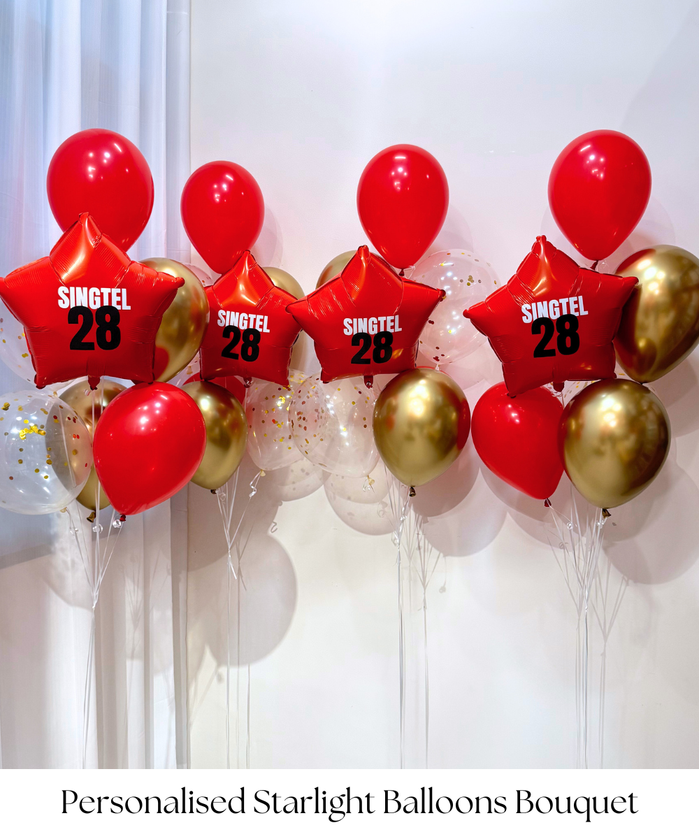 Unveil the enhanced and elevated rendition of our personalized balloons bouquet! Crafted to add an extra touch of sweetness and uniqueness, this bouquet is perfect for a variety of occasions – from birthdays and anniversaries to baby showers, bachelorette/bachelor parties, graduations, and more. Ready to tell someone how marvelous he/she is? Float your message/wishes on our Personalised Star Foil Balloons Bouquet to express your thoughts and make it extra sweet and special. 