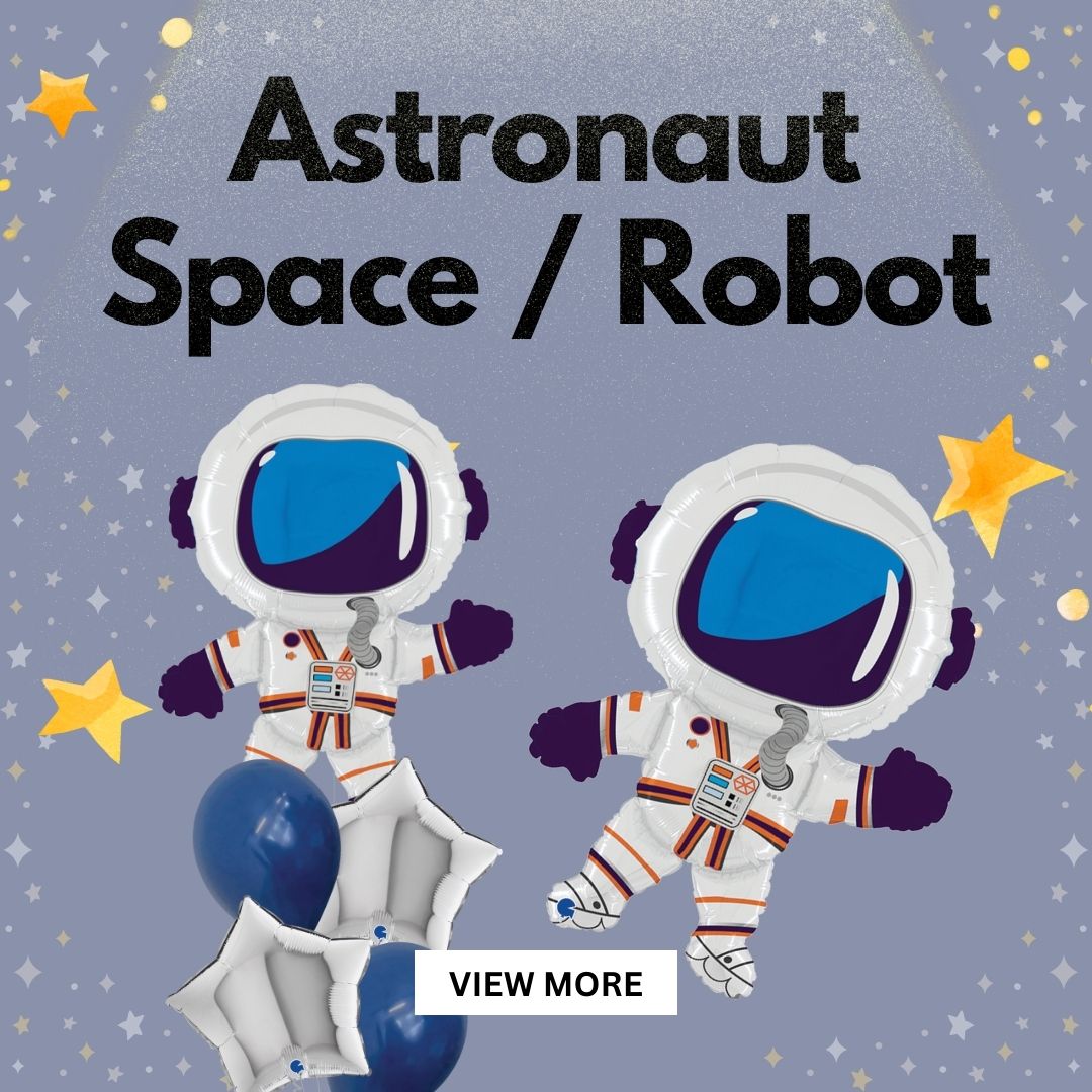 Blast off into a world of imagination with our stellar collection of astronaut and robot balloons! 