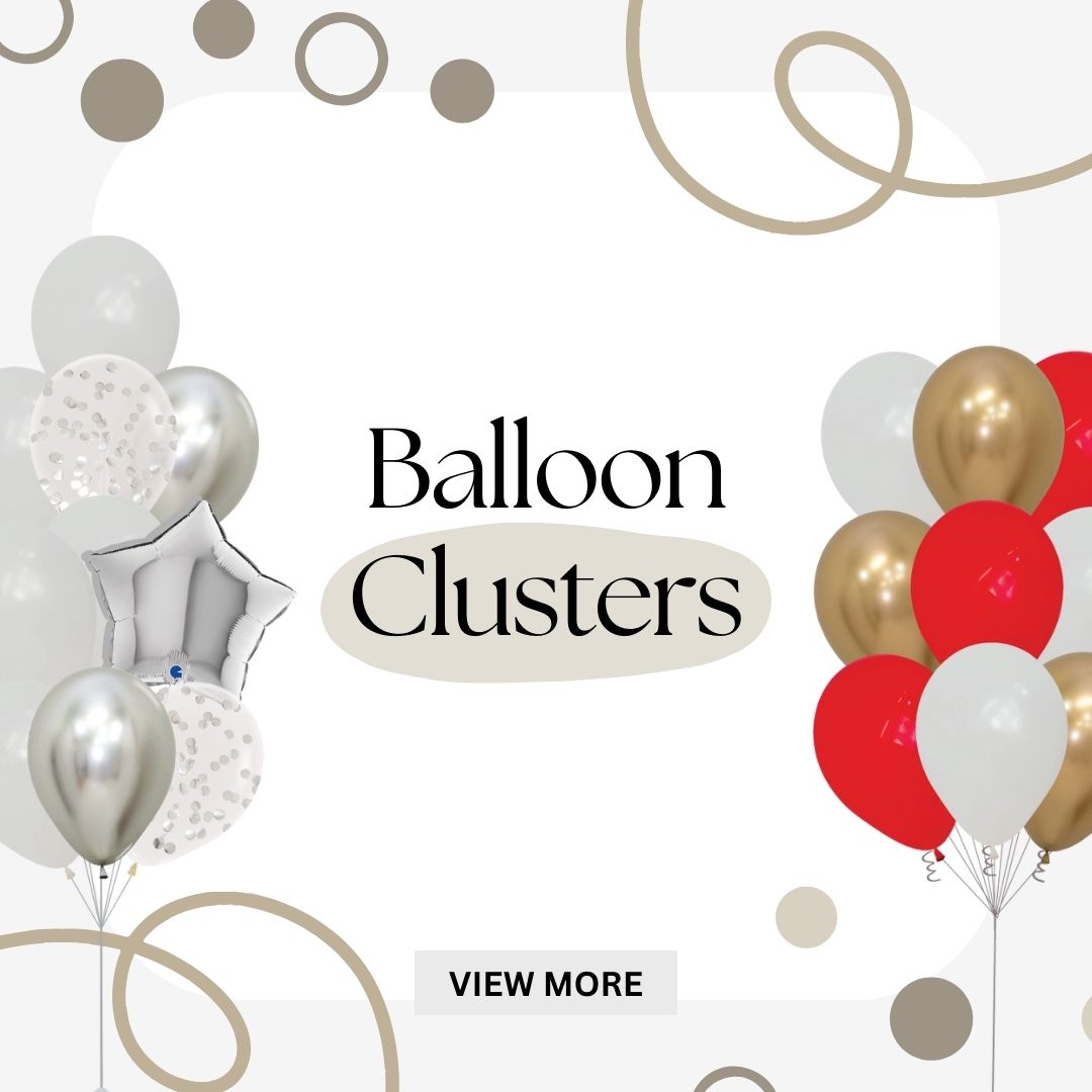 Colorful bunch of helium balloon bundles , perfect for venue decorations