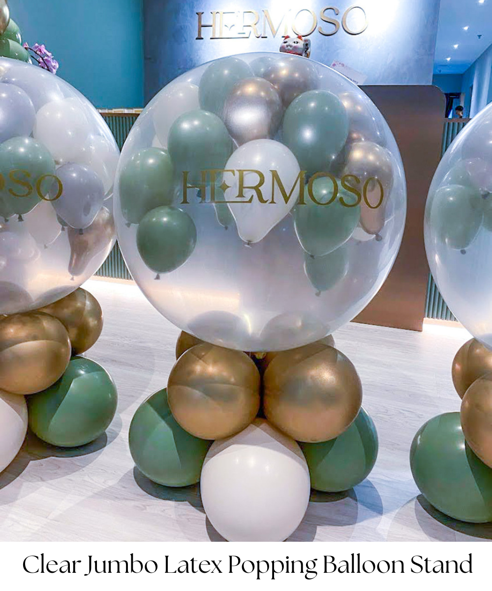 Personalised 36" Clear Jumbo Latex Popping Balloon Stand by Give Fun Singapore