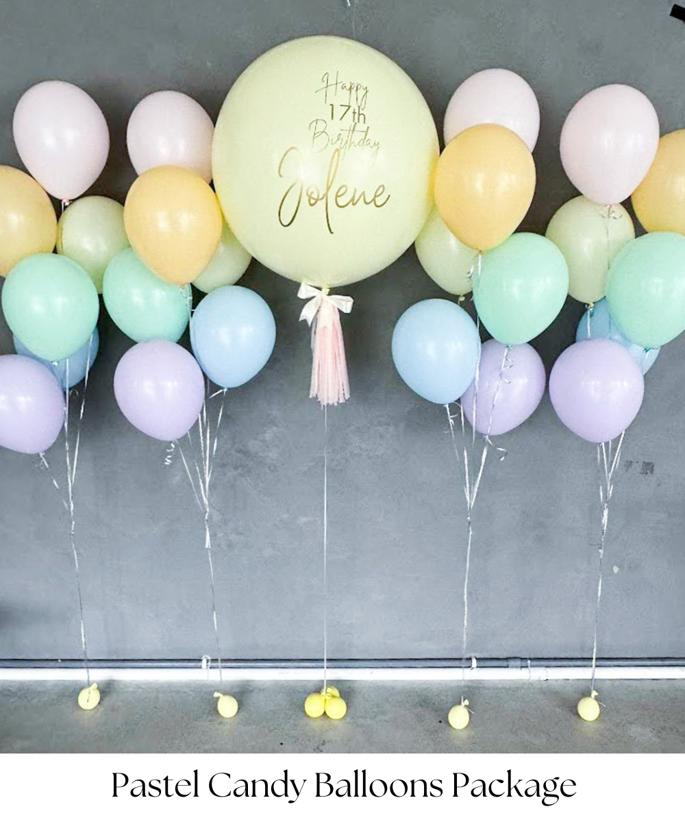 Pastel Candy (Personalised Text) Balloons Package by Give Fun Singapore