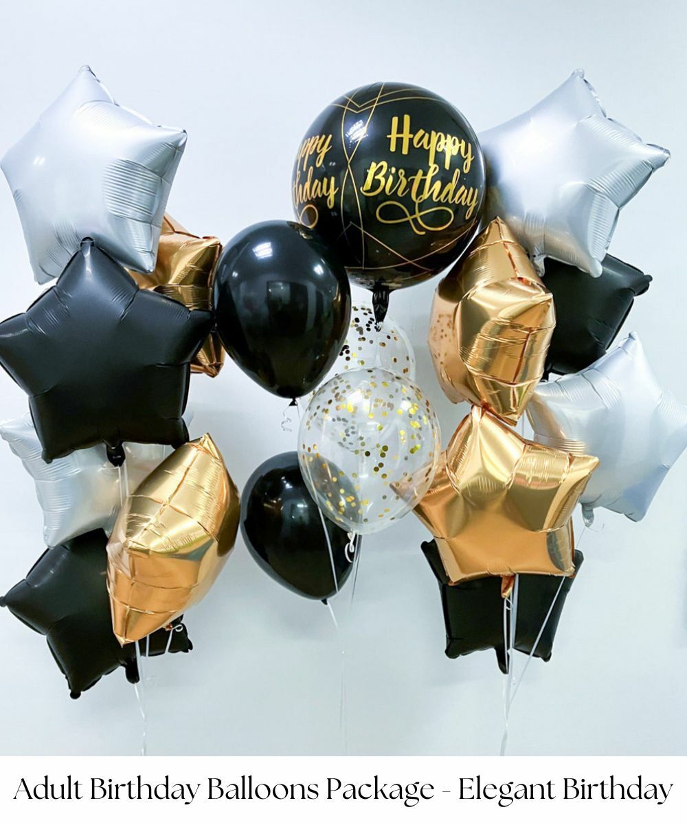 Adult Birthday Balloons Package - Elegant Birthday by Give Fun Singapore