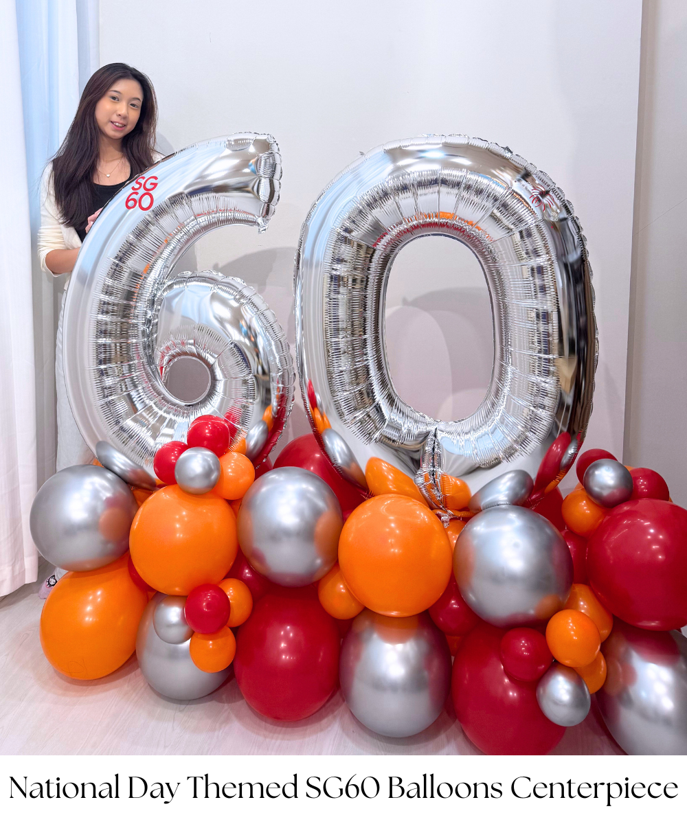Celebrate Singapore's 60th National Day with our exclusive balloon collection, specially designed to bring the spirit of the celebration to your home, office, company, or store. This collection features personalized balloons that embody this year’s NDP celebration theme and logo, making them perfect for any National Day event.