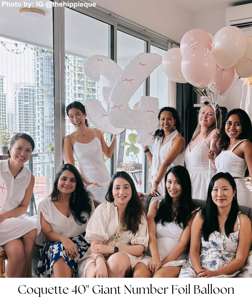 The more you celebrate your life, the more there is in life to celebrate! Add a touch of elegance and charm to your birthday, anniversary, or life milestone with our Giant Number Foil Balloons, now styled with delicate ribbon bows for a sweet coquette theme that’s trending right now. These beautifully adorned balloons make a big statement, with their bold numbers giving a shout out to a birthday age or a significant date. Perfect for adding a whimsical, stylish flair to 1st, 16th, 18th, 21st, 50th, 60th, 70th, 80th, 90th, or 100th birthday celebrations