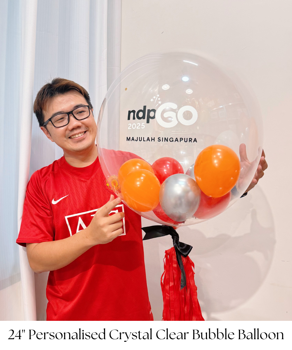 [National Day 2025] 24" Personalised Crystal Clear Bubble Balloon - NDP 60 MAJULAH SINGAPURA