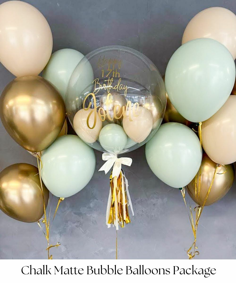 Chalk Matte Bubble Balloons Package - Elegant & Aesthetic Birthday by Give Fun Singapore