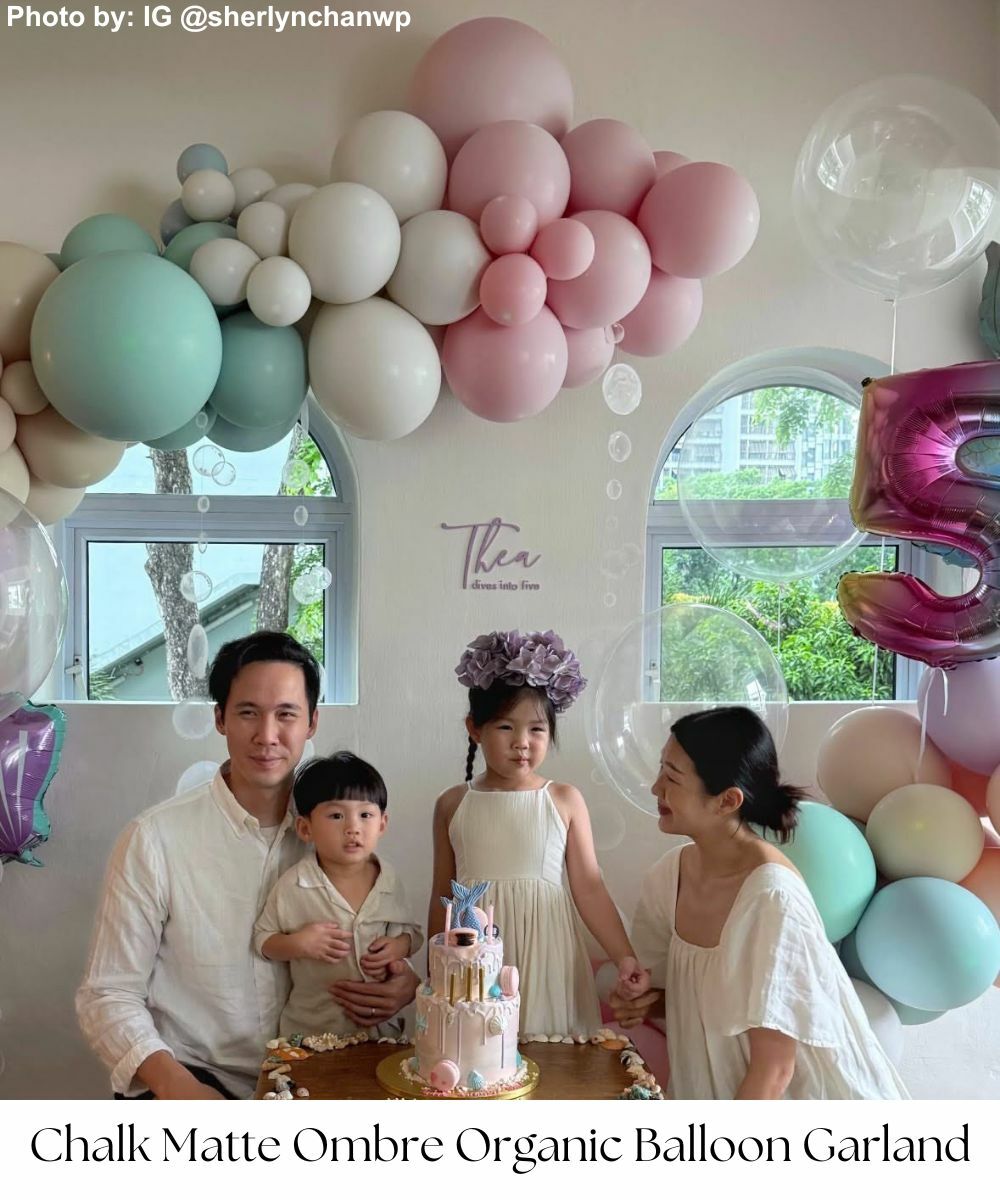 Signature Organic Balloon Garland Chalk Matte Ombre Colour by Give Fun Singapore