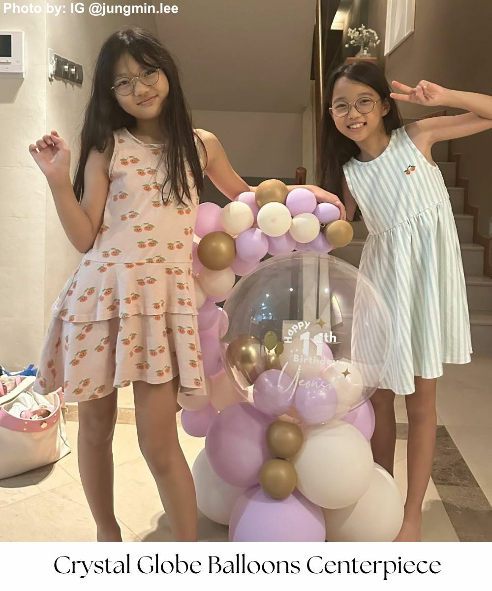 Crystal Globe Balloons Centerpiece by Give Fun Singapore