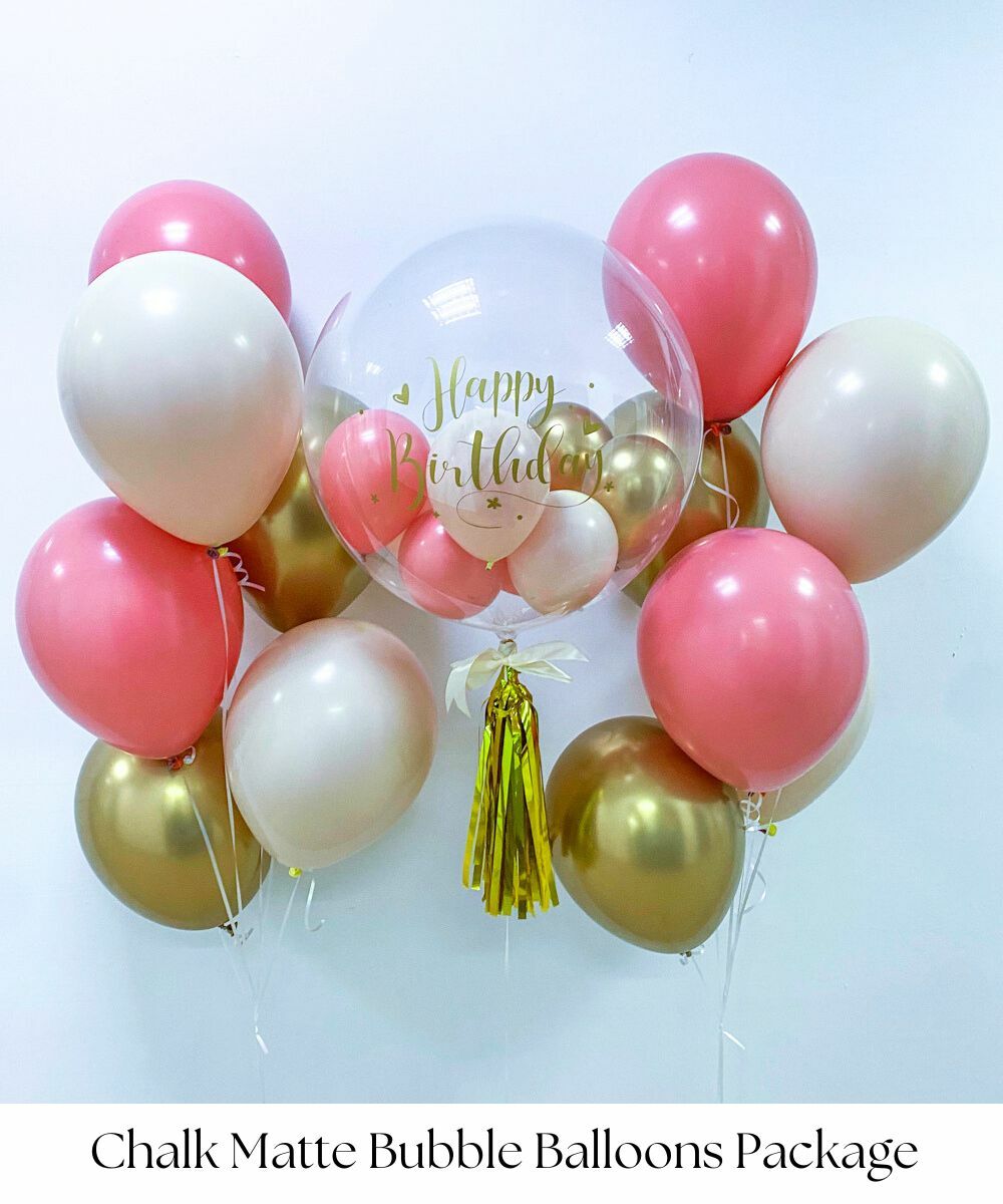 Chalk Matte Bubble Balloons Package - Elegant & Aesthetic Birthday by Give Fun Singapore