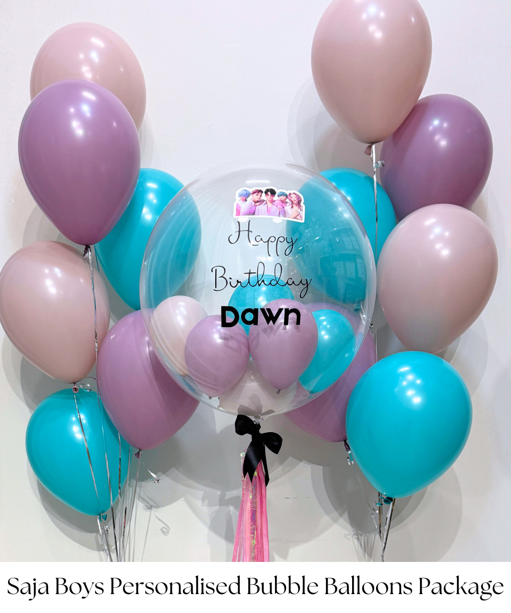Make birthdays extra special with the [Birthday] K-Pop Demon Hunters (Saja Boys) Personalised Bubble Balloons Package! This enchanting balloon package is perfect for K-Pop Demon Hunters (Saja Boys) fans, adding a whimsical and delightful touch to any birthday celebration. Featuring a large, crystal-clear bubble balloon with personalized text and a bundle of beautifully themed latex balloons, this package creates an unforgettable party atmosphere.