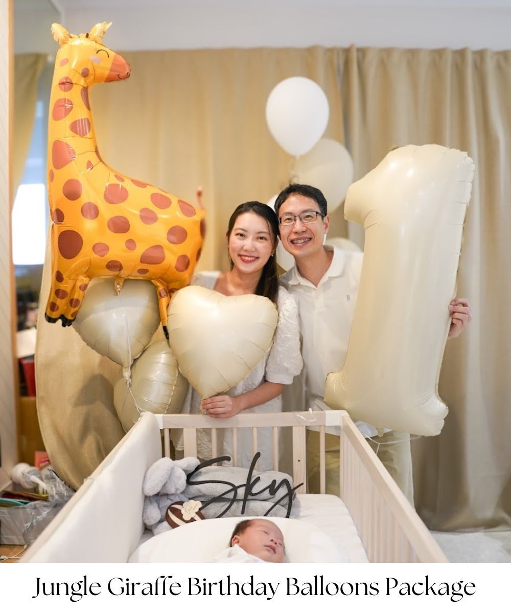 We know how time consuming it is to source for Birthday decoration one by one! So! We've made it all easier for you with our Jungle Giraffe Birthday Balloons Package, saving you from all the hustle and bustle! This package has all the essentials to set the cute and simple birthday setup! 
