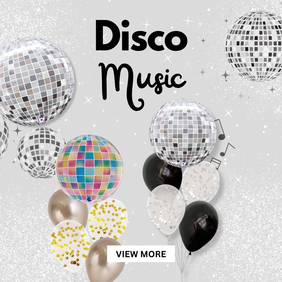 Let's boogie down and light up the dance floor with our groovy collection of disco balloons! 