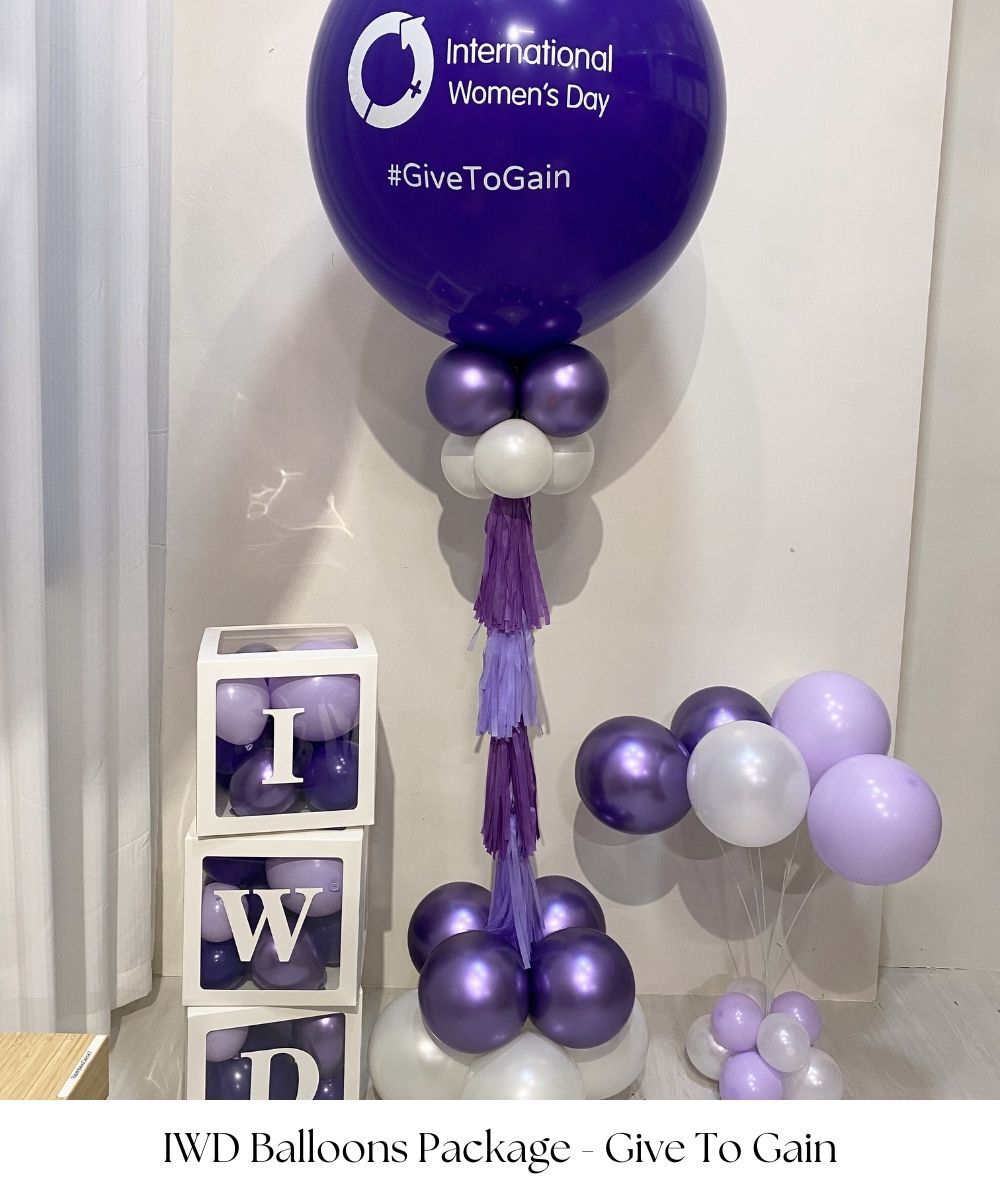 International Women's Day Balloon Decor, Helium Balloons Delivery Singapore