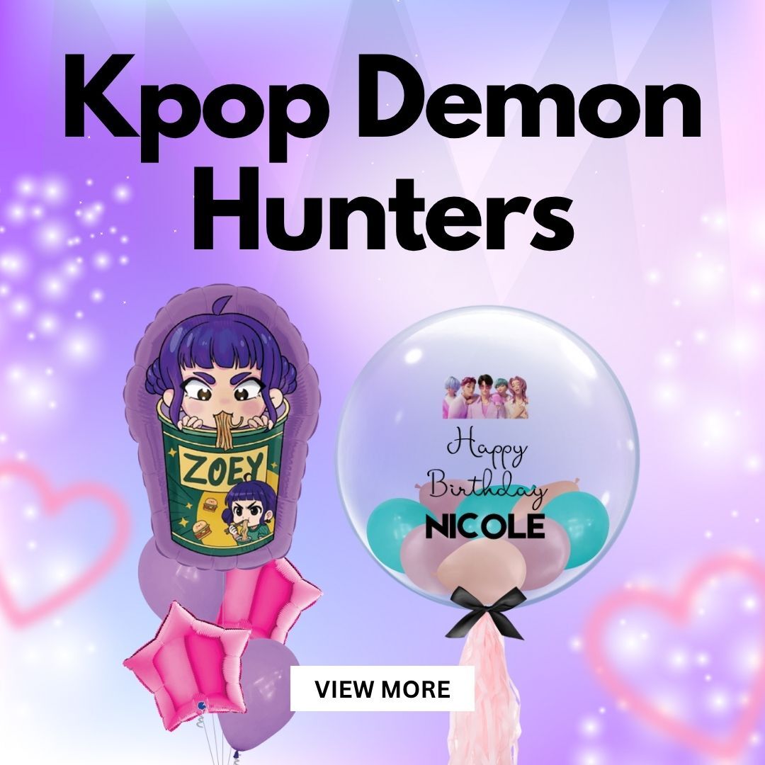 Elevate your celebration with our K-pop Demon Hunters Creations — Singapore’s ultimate themed party décor hub. From striking balloon arches, centrepieces and helium bundles to matching bunting, banners, table covers, cupcake toppers and our signature plastic bottle belt, every piece is made to create a bold, stage-ready mood. Whether you’re planning a birthday, wedding or fan event, choose from dynamic colour themes and enjoy hassle-free styling in Singapore. Explore now and bring your party to life!