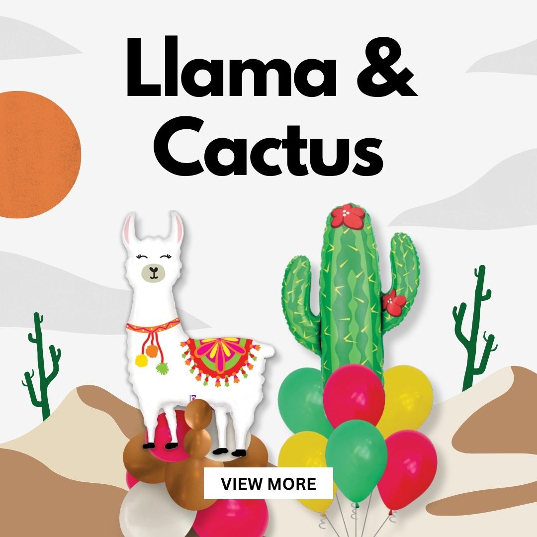 Add a touch of Southwestern charm to your celebration with our adorable collection of llama & cactus themed balloons!