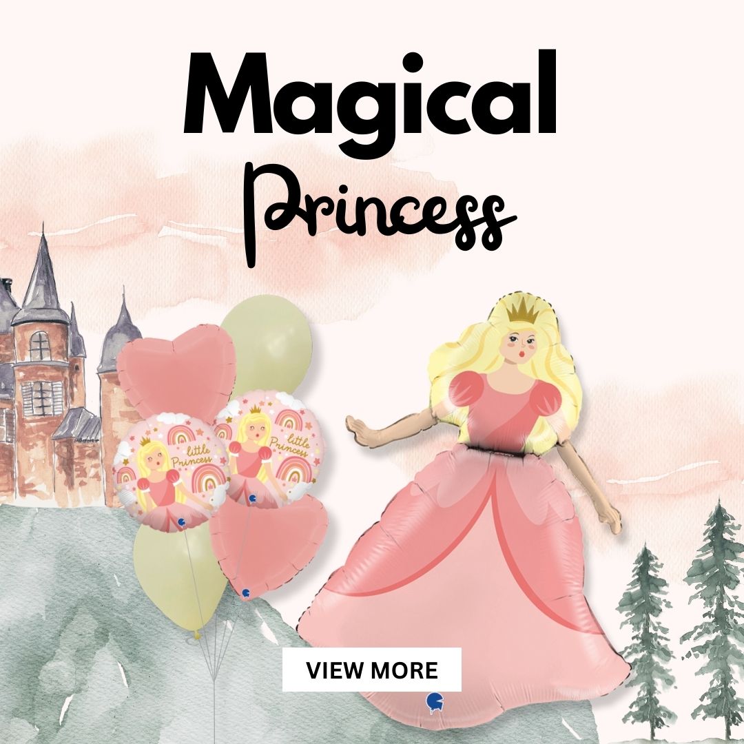 Transform your celebration into a royal affair with our enchanting collection of princess-themed balloons!