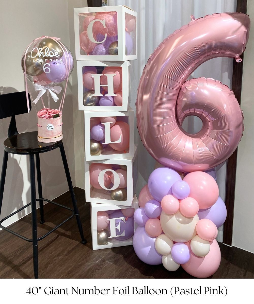 Giant Pastel Pink Number Foil Balloon, Large Sweet Pink Digit Foil Balloon | Party Supply Singapore